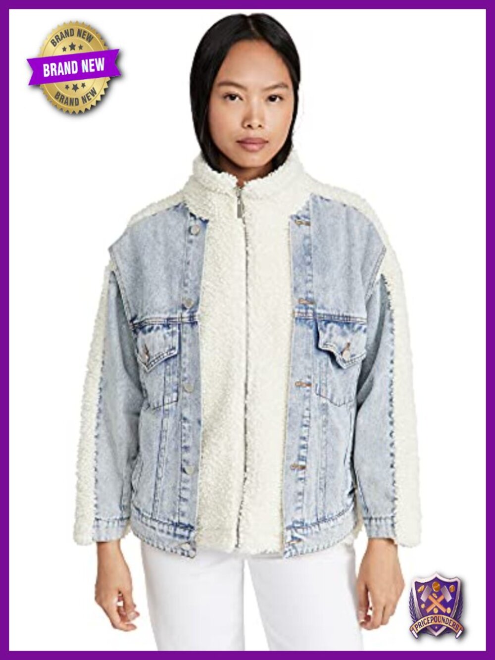 Sherpa Fleece Jacket Off-White Denim Trucker Coat